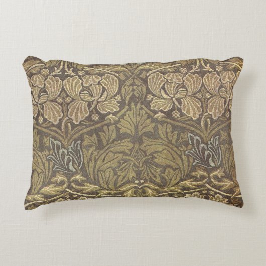 ウィリアム・モリスのチューリップおよびばら色パターン アクセントクッション (正面)