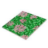 ウィリアム・モリスのハニーサックル、ピンクおよび緑 タイル (側面)