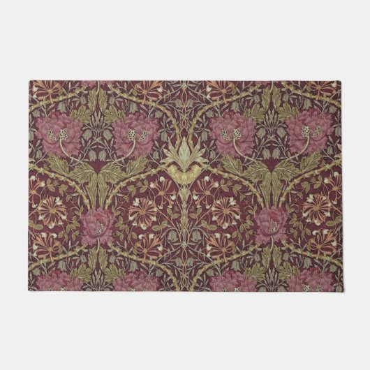 ウィリアム・モリスのハニーサックル、花柄。 パターン、芸術 ドアマット (正面)