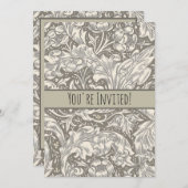 ウィリアム・モリスのバチェラーズ・ボタン・フラワーフラワーボット 招待状 (正面/裏面)