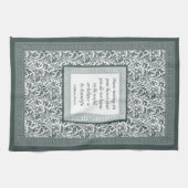 ウィリアム・モリスのパターンおよび引用語句のエレガントな緑 キッチンタオル (横)