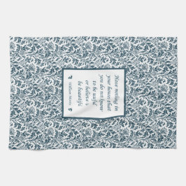 ウィリアム・モリスのパターンおよび引用語句のエレガントな緑 キッチンタオル