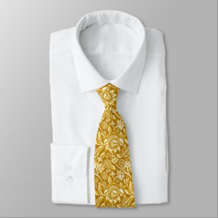 ウィリアム・モリスのヒマワリ、マスタードの黄色/金ゴールド ネクタイ