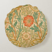 ウィリアム・モリスのピンクとバラの有名パターン ラウンドクッション (裏面)