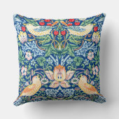 ウィリアム・モリスのプリント：イチゴ泥棒、ブルー クッション (裏面)