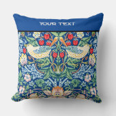 ウィリアム・モリスのプリント：イチゴ泥棒、ブルー クッション (正面)