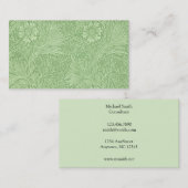 ウィリアム・モリスのマリーゴールドの(緑の)パターン 名刺 (正面/裏面)
