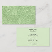 ウィリアム・モリスのマリーゴールドの(緑の)パターン 名刺 (正面/裏面)