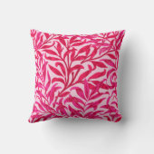 ウィリアム・モリスのヤナギの大枝、明るい赤紫色のピンク クッション (裏面)