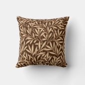 ウィリアム・モリスのヤナギパターン、ブラウンおよびベージュ色 クッション (裏面)