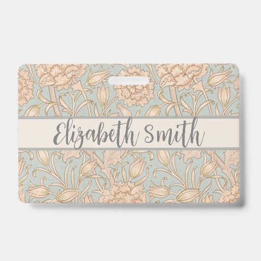 ウィリアム・モリスのワイルド・チューリップ・フラワーの花のデザイン バッジ (Front)