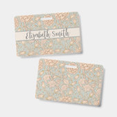 ウィリアム・モリスのワイルド・チューリップ・フラワーの花のデザイン バッジ (Front & Back)