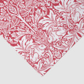 ウィリアム・モリスの兄弟のウサギの赤いヴィンテージパターン 薄葉紙 (詳細)