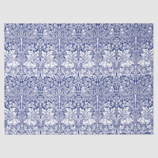 ウィリアム・モリスの兄弟のウサギの青いヴィンテージパターン 薄葉紙