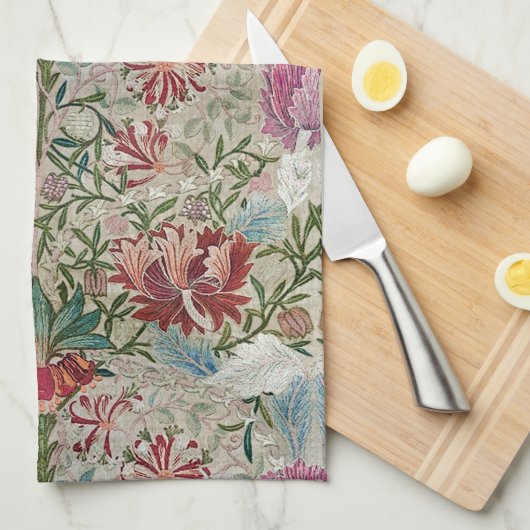 ウィリアム・モリスの刺繍 キッチンタオル (四つ折り)