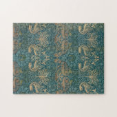 ウィリアム・モリスの孔雀およびドラゴンの織物のデザイン ジグソーパズル (横)
