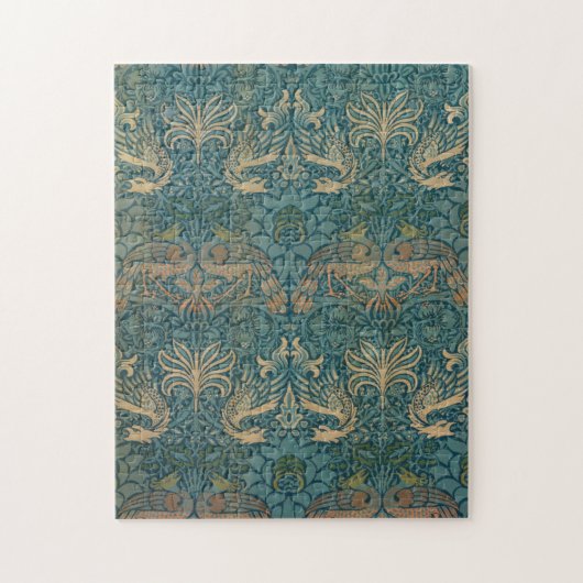 ウィリアム・モリスの孔雀およびドラゴンの織物のデザイン ジグソーパズル (縦)