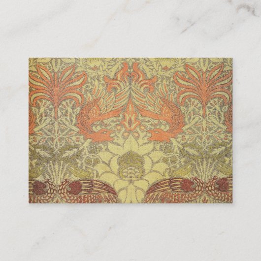 ウィリアム・モリスの孔雀およびドラゴンパターン 名刺 (正面)