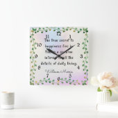 ウィリアム・モリスの引用は… スクエア壁時計 (ホーム)