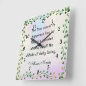 ウィリアム・モリスの引用は… スクエア壁時計 (傾斜)