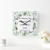 ウィリアム・モリスの引用は… 磁器 スクエア壁時計 (ホーム)