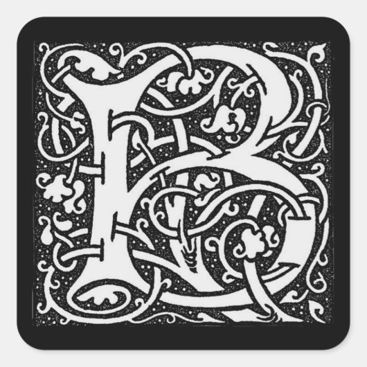 ウィリアム・モリスの手紙の` Bの」-ステッカー スクエアシール (正面)