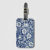 ウィリアム・モリスの模様の青いマロウ ラゲッジタグ (正面縦)