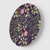 ウィリアム・モリスの甘いイバラの花柄アールヌーボー ラージ壁時計 (傾斜)