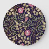 ウィリアム・モリスの甘いイバラの花柄アールヌーボー ラージ壁時計 (正面)