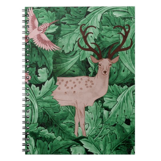 ウィリアム・モリスの緑の葉背景 ノートブック (正面)