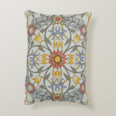 ウィリアム・モリスの花の円の花のイラストレーション アクセントクッション (裏面(縦))