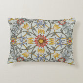 ウィリアム・モリスの花の円の花のイラストレーション アクセントクッション (裏面)