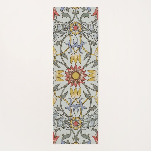 ウィリアム・モリスの花の円の花のイラストレーション ヨガマット (裏面)