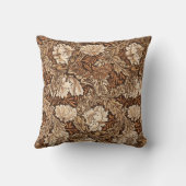 ウィリアム・モリスの花柄、チョコレート色およびベージュ クッション (裏面)