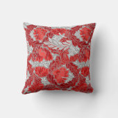 ウィリアム・モリスの花柄、深紅および灰色/灰色 クッション (裏面)