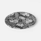 ウィリアム・モリスの花柄、黒、白い及び灰色/灰色 ペーパープレート (アングル)