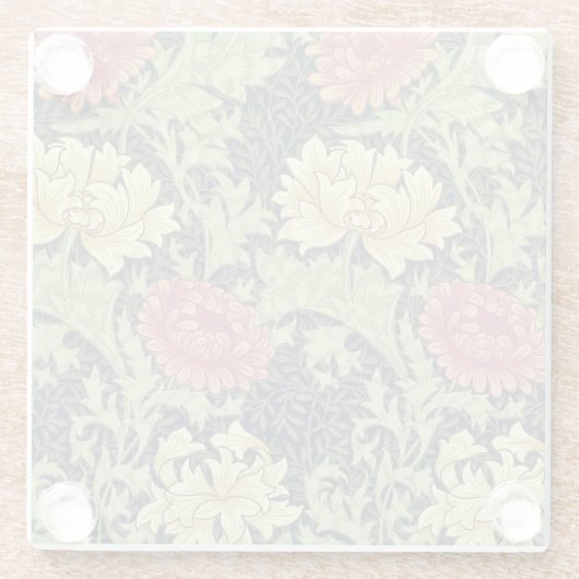 ウィリアム・モリスの菊のヴィンテージの花柄の芸術 ガラスコースター (裏面)