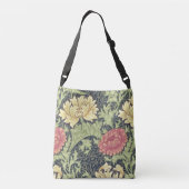 ウィリアム・モリスの菊のヴィンテージの花柄の芸術 クロスボディバッグ (裏面)