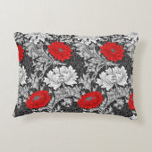 ウィリアム・モリスの菊、灰色および赤 アクセントクッション (裏面)