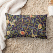 ウィリアム・モリスの鳥およびザクロのヴィンテージの花柄 ランバークッション (ブランケット)