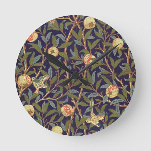 ウィリアム・モリスの鳥およびザクロ ラウンド壁時計 (正面)