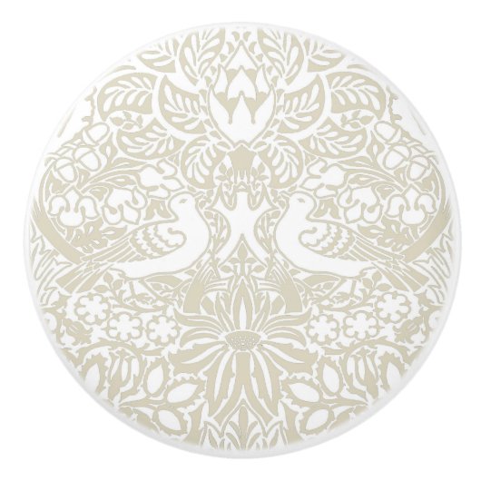 ウィリアム・モリスの鳩とバラ・セラミックのノブ セラミックノブ (正面)