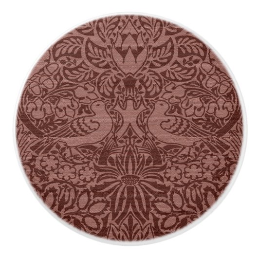 ウィリアム・モリスの鳩とバラ・セラミックのノブ セラミックノブ (正面)