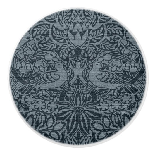 ウィリアム・モリスの鳩とバラ・セラミックのノブ セラミックノブ (正面)