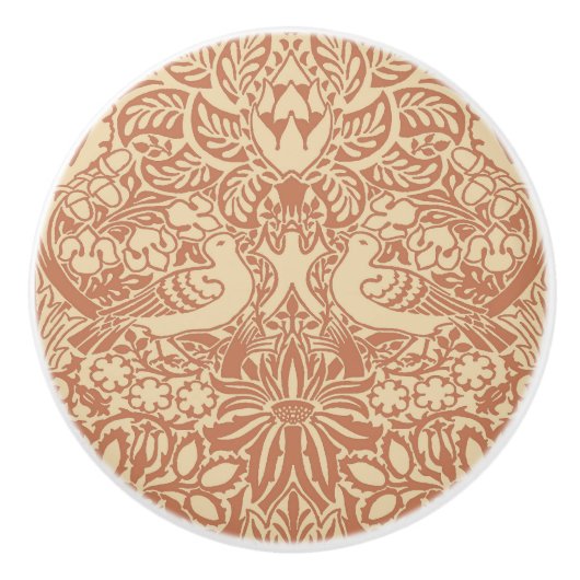 ウィリアム・モリスの鳩とバラ・セラミックのノブ セラミックノブ (正面)