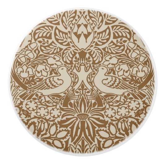 ウィリアム・モリスの鳩とバラ・セラミックのノブ セラミックノブ (正面)