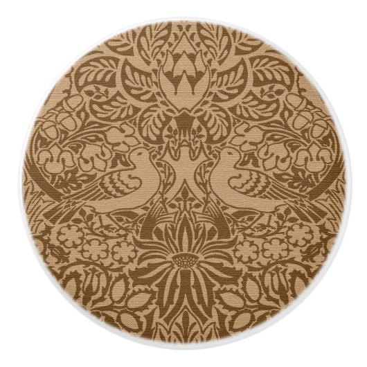 ウィリアム・モリスの鳩とバラ・セラミックのノブ セラミックノブ (正面)