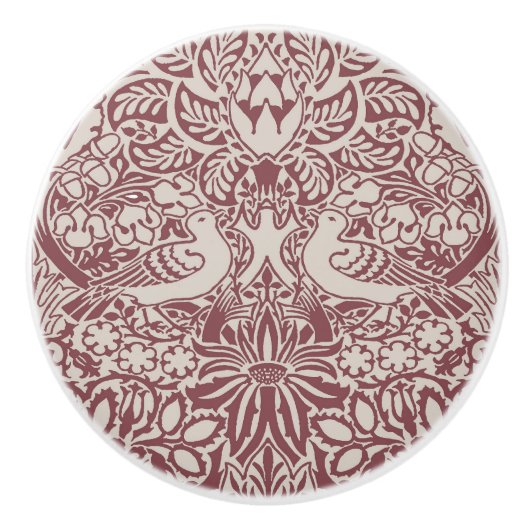 ウィリアム・モリスの鳩とバラ・セラミックのノブ セラミックノブ (正面)