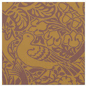 ウィリアム・モリスの鳩とバラ、ダークアンバーズ ファブリック (クローズアップ)