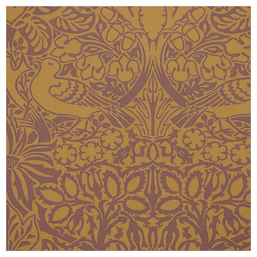 ウィリアム・モリスの鳩とバラ、ダークアンバーズ ファブリック (見本)